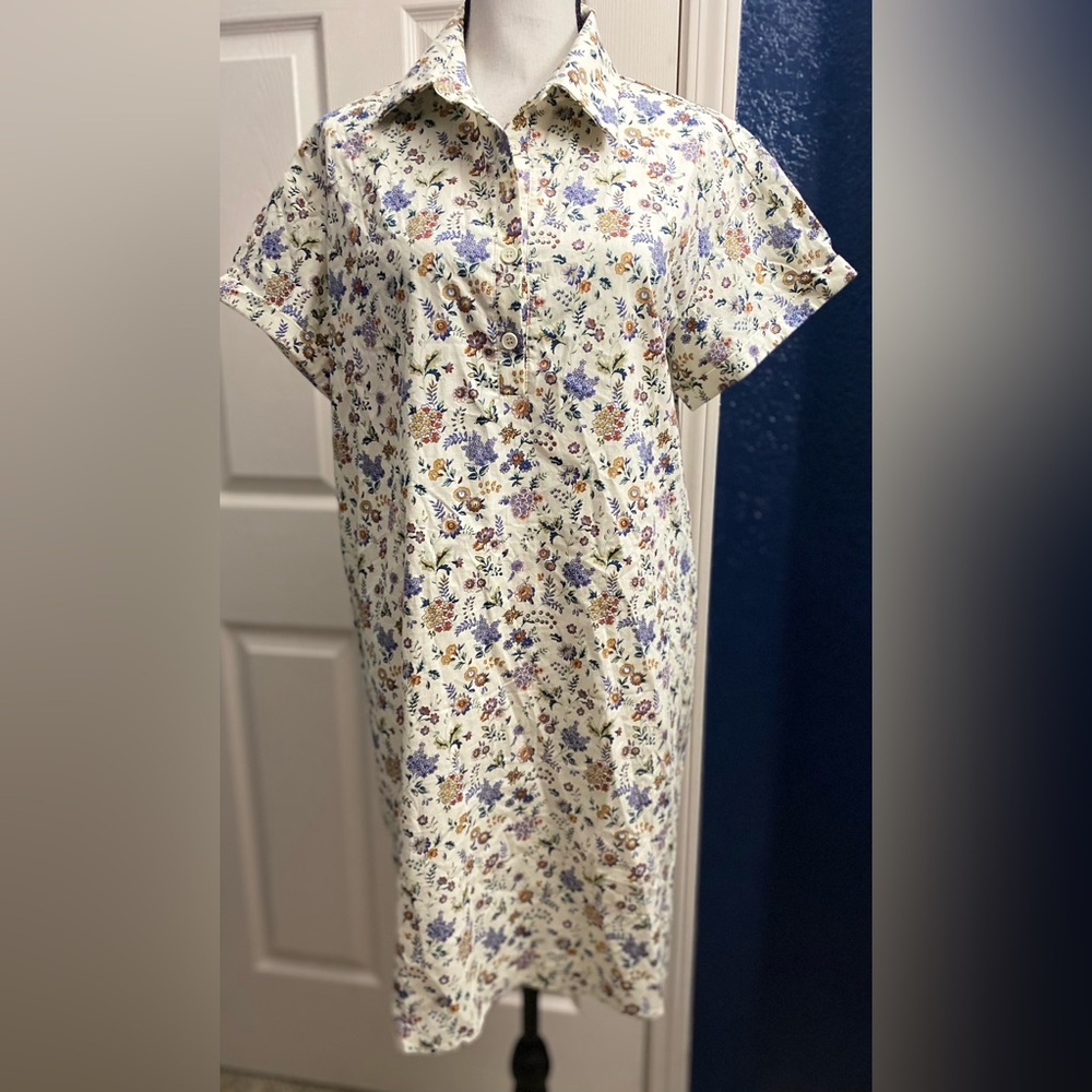 Zeagoo Cream Floral Midi Dress
